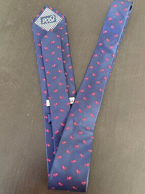 Jos. A. Bank 1905 Men’s Silk Tie Navy Red Dog Print Classic Novelty 100% silk
